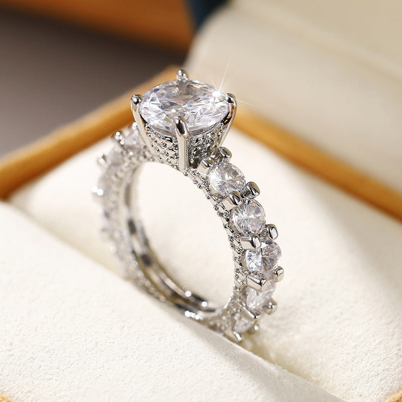 Cushion-Cut Blue Sapphire Eternity Ring – Sterling Silver