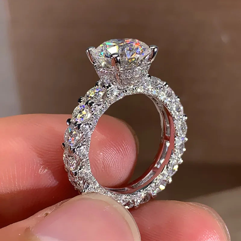 Cushion-Cut Blue Sapphire Eternity Ring – Sterling Silver